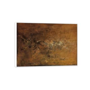Imagem de MUHJDYC Zao Wou-ki Pintura famosa abstrata - imagem de arte em tela - arte de parede para sala de estar - reprodução de impressões (sem título 3) moldura branca 50x70cm-19x27in
