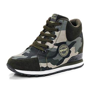Imagem de Tênis feminino NCNDB camuflagem anabela interior altura salto alto lazer EUA 4,5-10, Camouflage, 8