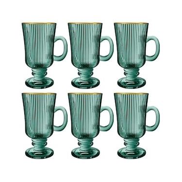 Imagem de Conjunto com 6 Xícaras L`Hermitage Irish Coffee Cameratta em Vidro com Borda Dourada 230ml - Verde