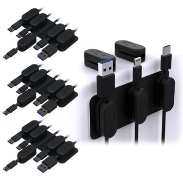 Imagem de Chargeworx Suporte de cabo magnético para gerenciamento de cabos – Sistema de gerenciamento de cabos de mesa multiuso, pacote com 20, ótimo para USB-C, Lightning, Micro-USB e outros cabos – Adere a