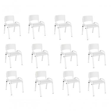 Imagem de Kit 12 Cadeiras Infantil Iso, Escola, Base Branco-branco