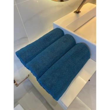 Imagem de Conjunto de 3 toalhas de banho roupão grande algodão super absorvente grosso estofado(PETRÓLEO)