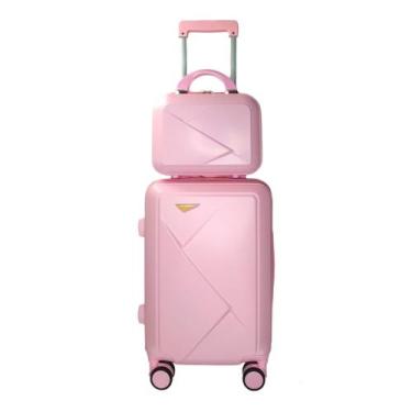 Imagem de Kit Mala de Bordo Viagem Pequena em Abs + Frasqueira de Mão Rosa - Kin