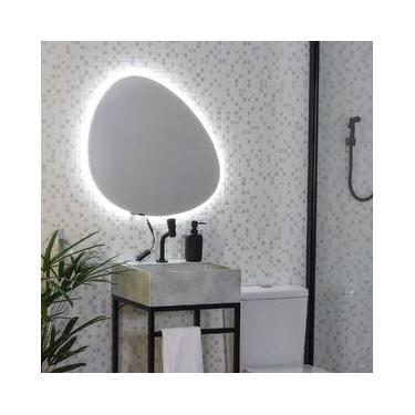 Imagem de Espelho orgânico decorativo iluminado com led frio 45x80cm - Woodglass