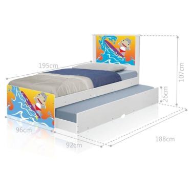 Imagem de Bicama Juvenil Com Cabeceira Adesivada Surfista