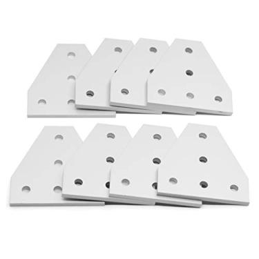 Imagem de Zeberoxyz 8 peças/kit prata placa de suporte de canto em forma de T, placa de junção de 90 graus 5 furos para slot 6 mm Série 2020 moldura de impressora 3D perfil de alumínio (8 peças prata-T)