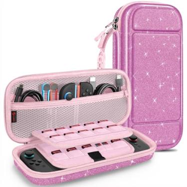 Imagem de FINTIE Carrying Case for Nintendo Switch 2 (2025), Shockproof Hard Shell Switch 2 Case, Protective Cover Travel Bag with 19 Game Card & 2 Micro SD Card Slots & Inner Pocket, Glittering Purple