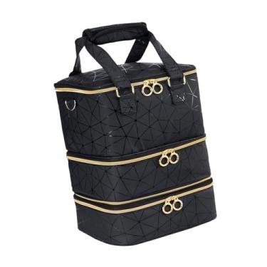 Imagem de Kokiya Estojo para transporte de esmaltes, porta-esmaltes, bolsa, bolsa de cosméticos portátil de 3 camadas, estojo de maquiagem para conjuntos de manicure,