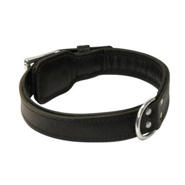 Imagem de Dean & Tyler "Italian Tailor Coleira preta para cachorro com enchimento preto e ferragens de aço cromado, tamanho 51 x 3,8 cm, serve para pescoço de 45,7 a 56,8 cm