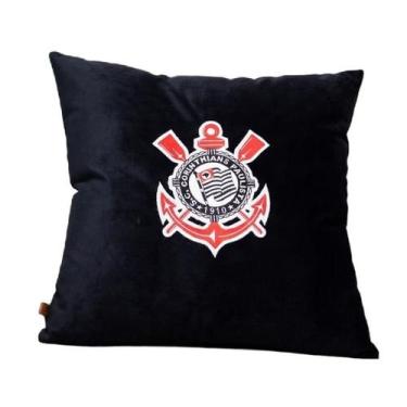 Imagem de Almofada Veludo Bordada Corinthians 45x45cm. Com Enchimento - Moretto