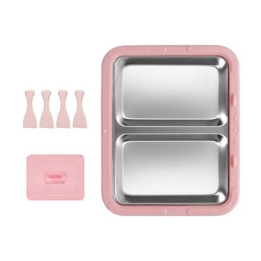 Imagem de Fenteer Máquina de sorvete, bandeja para rolos de iogurte congelado, atividades divertidas para famílias, faça você mesmo, multifuncional, verão, prato frio, Rosa com Tampa