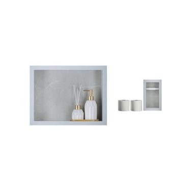Imagem de Nicho Para Banheiro Em Porcelanato 40x30x11cm E Porta Papel Higiênico 