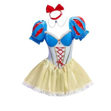 Imagem de Mobbunny Conjunto de lingerie feminina de cosplay de princesa com meias (azul, grande)