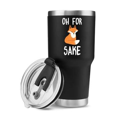Imagem de Panvola Caneca de viagem Oh For Fox Sake Presentes sarcásticos engraçados para colegas de trabalho Presentes de escritório amante de raposa piada sarcasmo humor copo isolado a vácuo aço inoxidável com