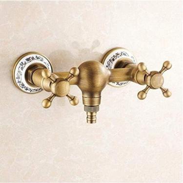 Imagem de Torneira De Máquina De Lavar Roupa De Latão Quente E Frio Montada Na Parede Torneira De Jardim Antiga Kit De Torneiras Externas Torneiras De Jardim Torneira Externa