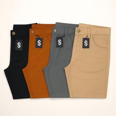 Imagem de Kit 4 Bermudas Sarja Masculina Plus Size 48 Ao 58 Extra Grande - EVOLU