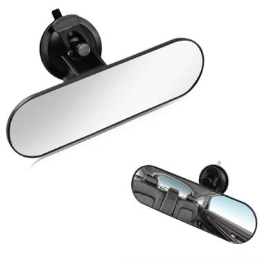 Imagem de ijuicy 1 peça de espelho retrovisor de carro de 28 cm, espelho retrovisor com ventosa, espelho retrovisor interno de veículo HD grande angular, 360 graus ajustável, antirreflexo, reduz pontos cegos