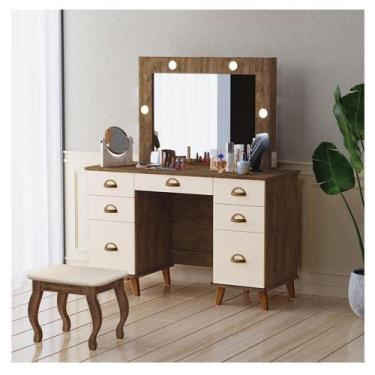 Imagem de Penteadeira Camarim New Seul Com Banqueta Almofadada Ambiente Malbec O