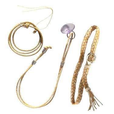 Imagem de Bandinha + Suporte de Chapéu e Laço para Retrovisor Couro (bege com branco)