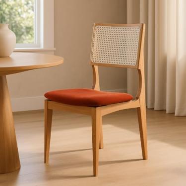 Imagem de it 6 Cadeiras Granada Veludo Terracota Confortáveis Madeira Maciça Mel