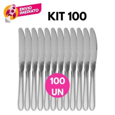 Imagem de Kit Faca Mesa Jogo Talher Inox Jantar Refeição Dia a Dia Bar Boteco Re