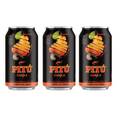 Imagem de Aguardente Pitú Caju Lata 350ml - 3 Unidades - Pitu