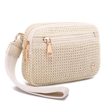 Imagem de Haytijoe Bolsa clutch de palha para mulheres 2025, carteira de pulso RFID, bolsa de ráfia, bolsa de verão, bolsa de praia de palha, Boho, branco