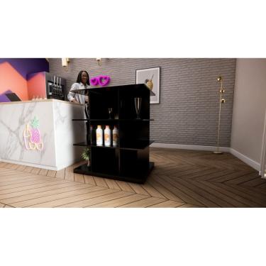 Imagem de  Balcão Central Com Nichos Para Loja Comércio Modular Preto Cód.206