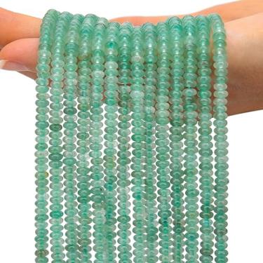 Imagem de AUREHEN 2 fios (300 peças) contas de rondelle de aventurina verde natural, 2 * 4 mm pedras preciosas espaçadoras soltas contas de disco de ábaco para pulseira faça você mesmo, colar, brincos