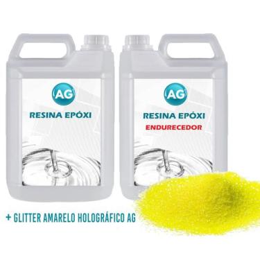 Imagem de Resina Epóxi 1KG + Glitter Amarelo Holográfico AG - Resinas ag