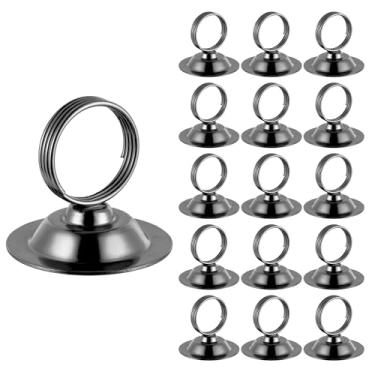 Imagem de Urban Deco Porta-cartões de mesa com 16 unidades porta-cartões de aço para fotos, placas de comida, notas de memorando, casamentos, restaurantes, aniversário (preto)