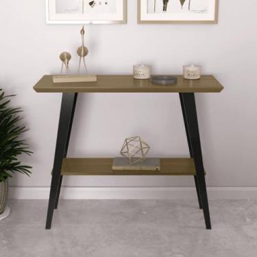 Imagem de Aparador Caio 90x30 Tampo MDF 30mm pé em Madeira Freijó/Pés Preto - Mo