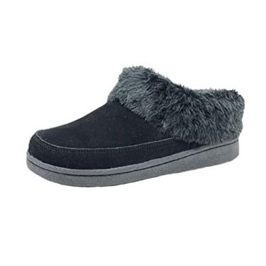 Imagem de Clarks Pantufa feminina de pele sintética para uso interno e externo, Preto, 7