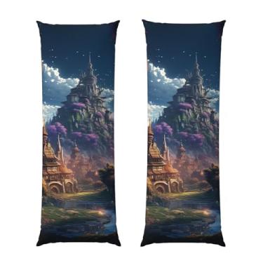 Imagem de Capa de travesseiro corporal com zíper oculto, fronha longa de microfibra macia e respirável para travesseiro corporal, capa de travesseiro de fantasia para presente de cama 50 x 137 cm