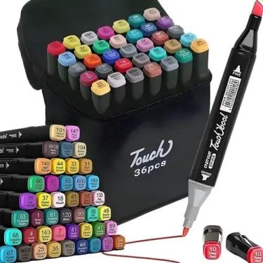 Imagem de Kit 36 Canetinhas Marcadoras Para Colorir Desenho Profissional 36 Cores Conjunto De Canetas Pontas Duplas | Colorir, Desenho e Lettering | Cores Vivas com Código | Arte e Design Premium Para Desenho