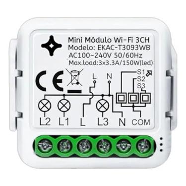 Imagem de INTERRUPTOR MINI INTELIGENTE DE 3 CANAIS, COMPTÍVEL EKAZA E COM ALEXA GOOGLE. (CATÁLOGO 51)