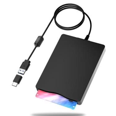 Imagem de Yaeonku Leitor de disquete, unidade de disquete externa, USB de 3,5 polegadas e leitor de disquete tipo C, portátil, 1,44 MB FDD para PC, laptop e desktop compatível com Windows