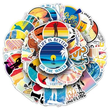 Imagem de Pacote de adesivos de prancha de stand up paddle para fãs de esportes aquáticos, adolescentes e adultos, adesivos de vinil fosco para laptop, garrafa de água, diário, scrapbook, equipamento de viagem