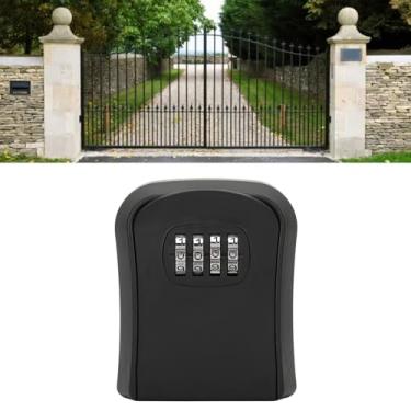 Imagem de Caixa de Bloqueio de Chave Montada na Parede, Combinação de 4 Dígitos, 5 Teclas, Cofre Portátil para Segurança (BLACK)