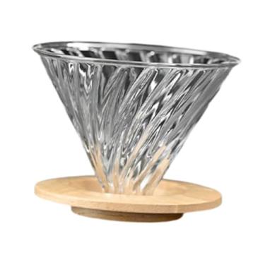 Imagem de Fenteer Coador de café de vidro, cafeteira de gotejamento, fácil de preparar, fácil de limpar, cone, funil, copo com filtro, resistente ao calor para camping, Copo de Filtro com Base