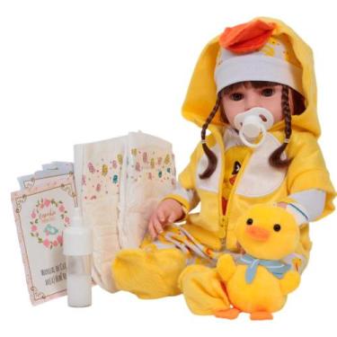 Imagem de Boneca Reborn Bebê Realista Menina Patinho Fala 30 Frases - Cegonha Re