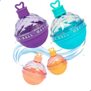 Imagem de Kit com 2 Formas para Bolas de Gelo em Silicone – Cores Sortidas, Tampa Hermética, Livre de BPA, Reutilizável, Gelo Decorativo para Drinks e Bebidas