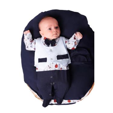 Imagem de Saída Maternidade Menino Davi Colete 04 peças Roupas de Bebê - João e 