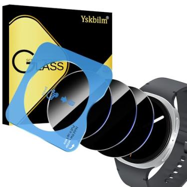 Imagem de Yskbilm (Pacote com 3) para Samsung Galaxy Watch 8 Protetor de tela de privacidade de 44 mm com moldura de instalação de alinhamento automático, protetor de tela de vidro temperado ultrafino de dureza