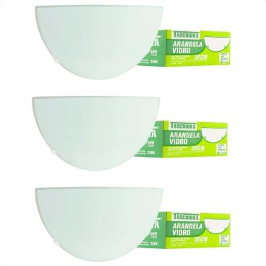 Imagem de Kit 3 Arandelas Jurerê Vidro Meia Lua E27 Taschibra