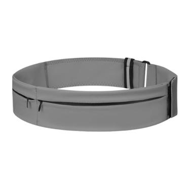 Imagem de RNXRZANK Cinto de Corrida, Pochete, Suporte para Celular, Ajustável com 3 Bolsos com Zíper, Pochete, Bolsa Esportiva para Treino, Academia, Fitness, Grey M