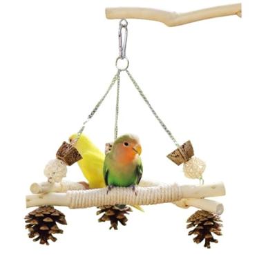 Imagem de Brinquedo de pendurar papagaio, troncos engraçados, bolas de vime, nozes de corda de algodão, pinhas brinquedo de balanço para Finch Lovebirds Conures Calopsita periquitos periquitos periquitos