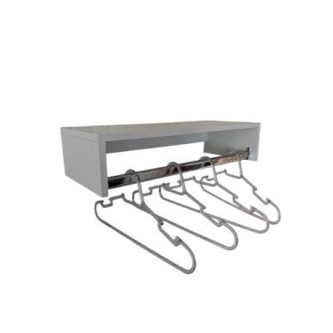 Imagem de Cabideiro Arara Parede MDF Branco Closet, Quarto, lavanderia, hóteis -