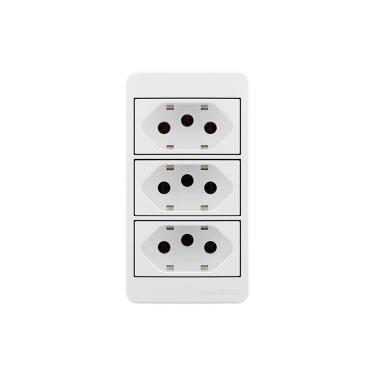 Imagem de Placa para Condulete Caixa 3/4" com Tomada Tripla MarGirius Sleek 2P+T 20A Branca
