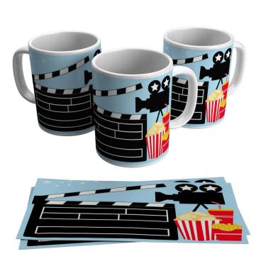 Imagem de Caneca Cinema Pipoca Claquete Filme Câmera Família 325ml